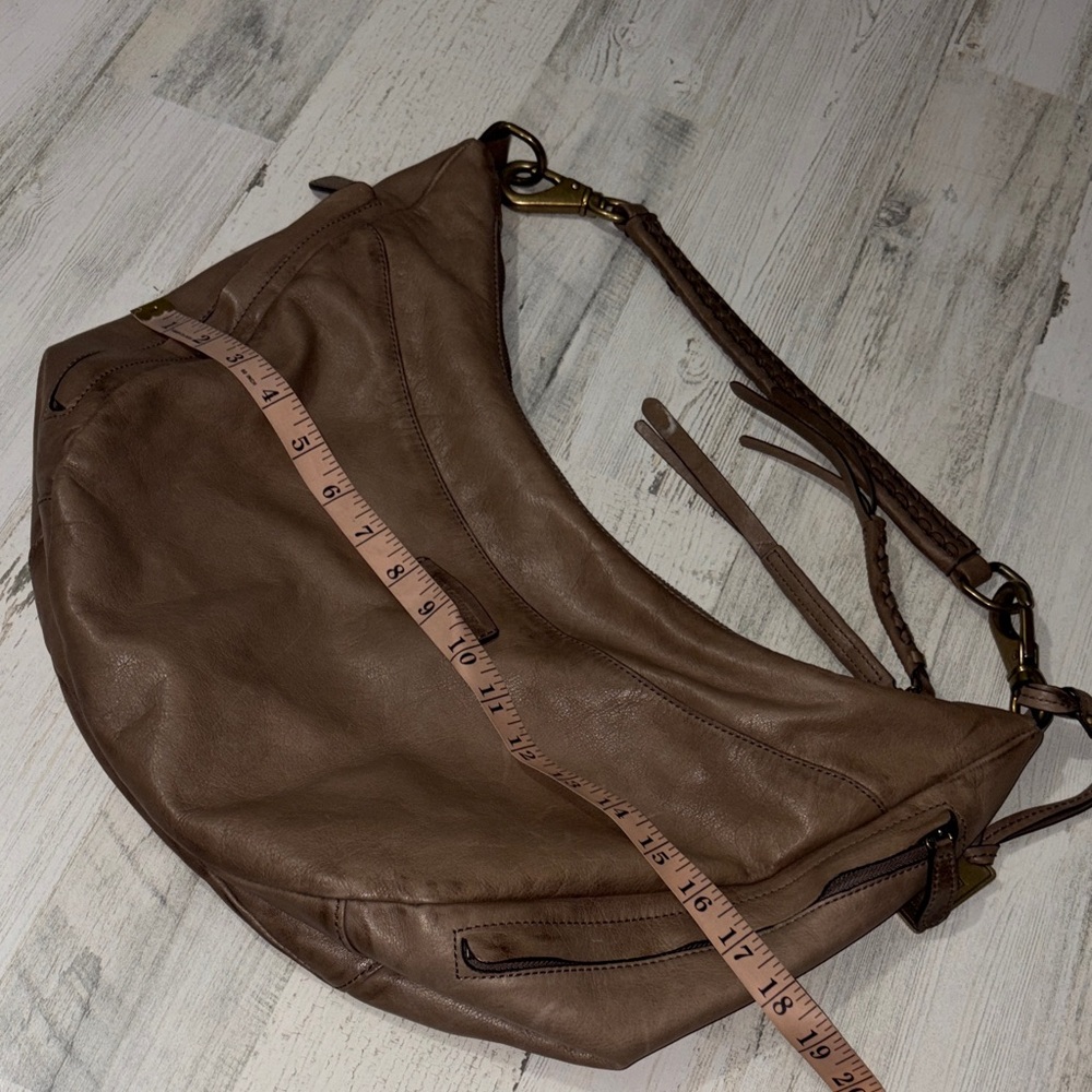 Frye Jennie Taupe Hobo Leather  Bag with Braided Strap - Picture 10 of 16